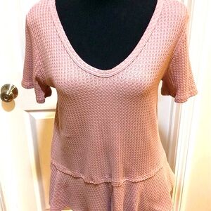 Dark Pink V-neck Top Size M